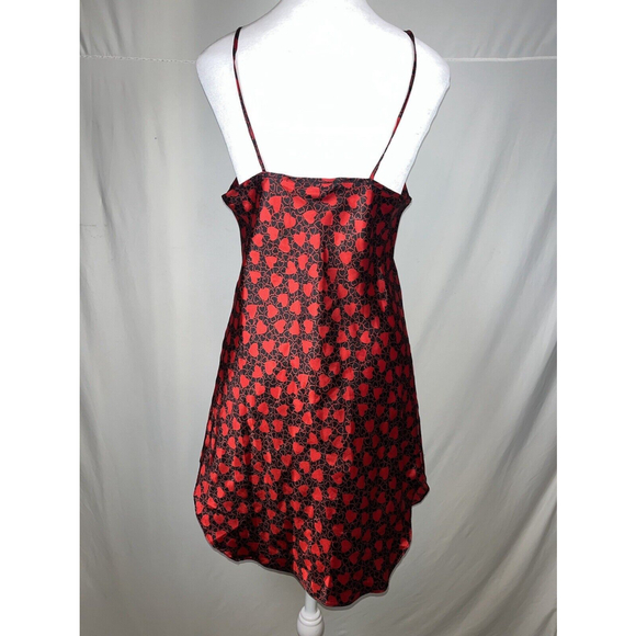 Private Luxuries Womens S Satin Chemise Nightie Slip Dress Hearts Red Valentines - Picture 4 of 7